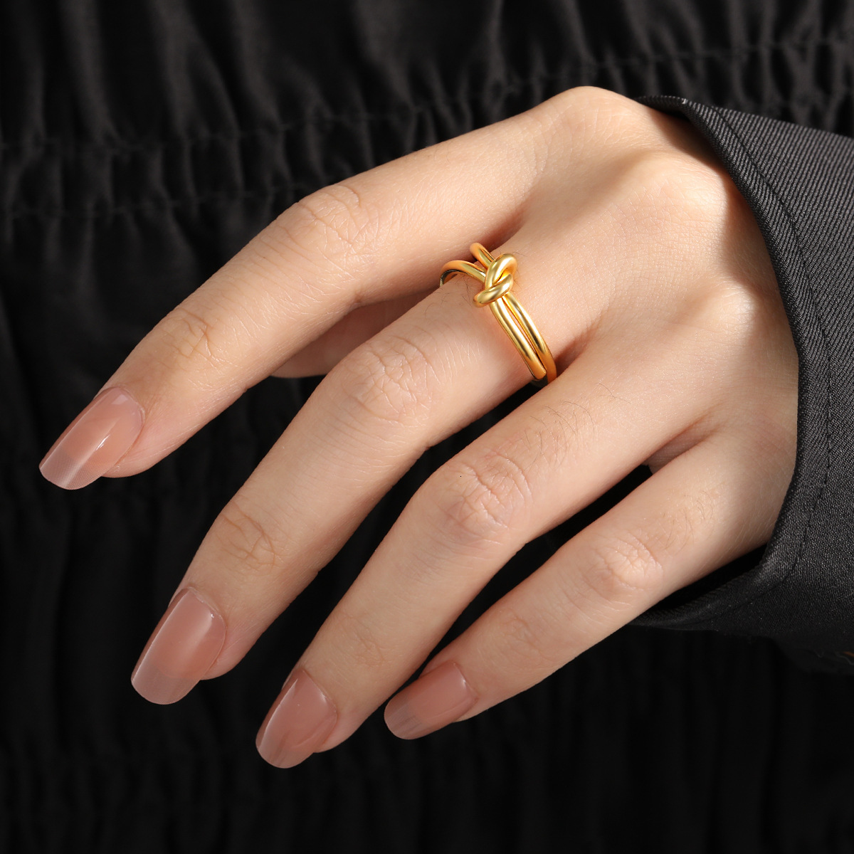 Korean Fashion Designer Wedding Rings Titanium Steel Bowknot Adjustable Open For Women Simple Personality Index Finger Ring Jewelry