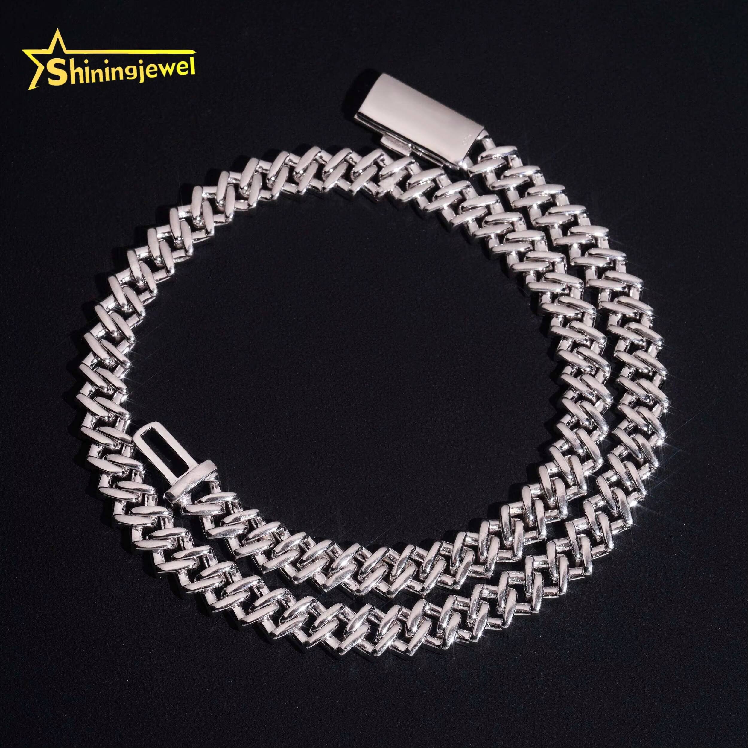 Hot Sale Mens 10mm Iced Out Cuban Link Chain 925 Sterling Silver Gold Plated Pass Diamond Test VVS Moissanite Cuban Necklace