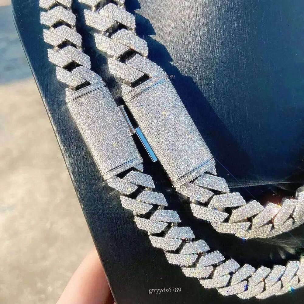 Jewelry Iced Out VVS Moissanite Dia Cuban k Chain Fashion for Men Sier Necklaces14mm 15mm 16mm NecklaceHip-hop jewelry bracelets and necklaces