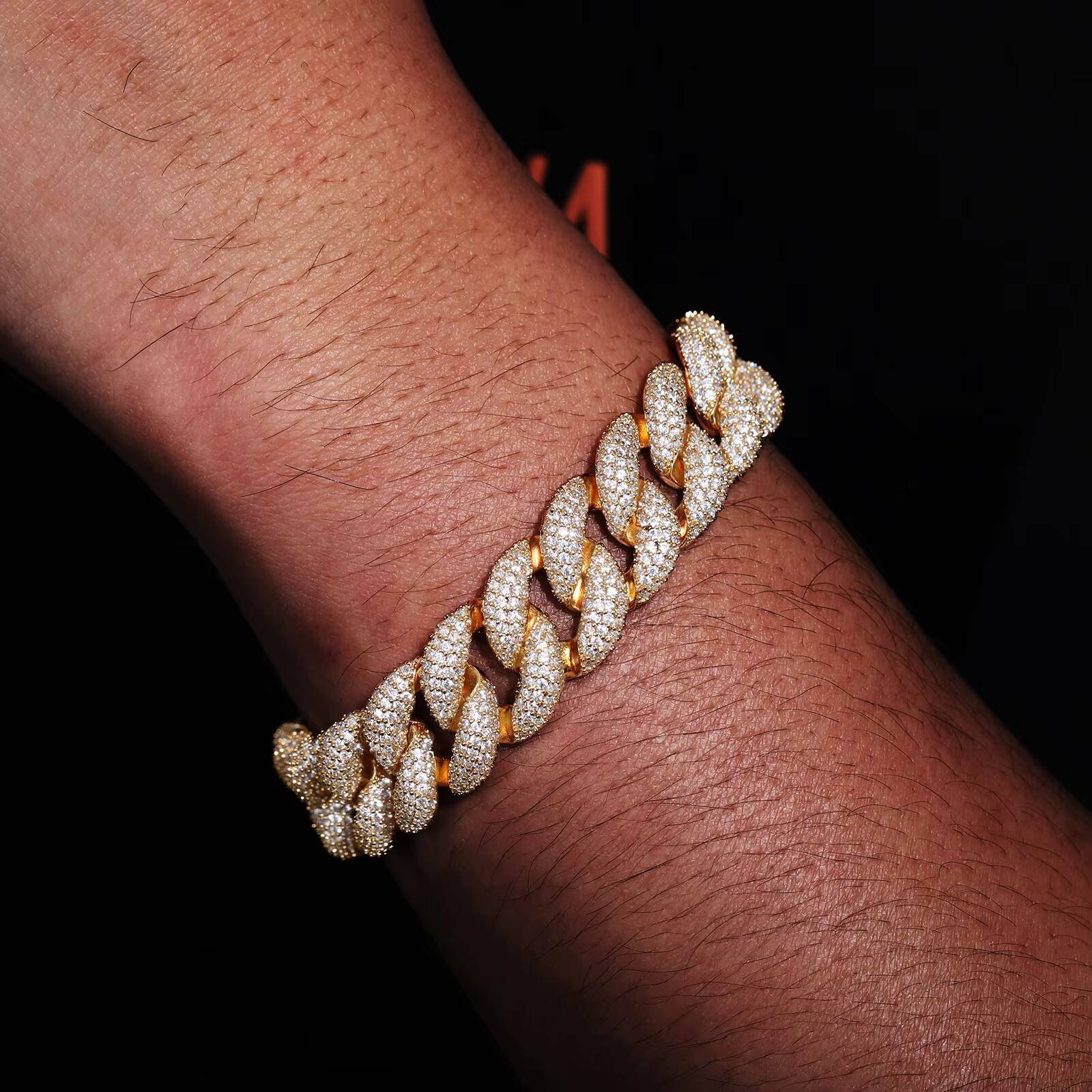 Fashion Hip Hop Jewelry Rappers 15mm Brass Micro Paved 5 Rows AAAAA CZ Diamond Iced Out Bubble Cuban Link Bracelet for Men