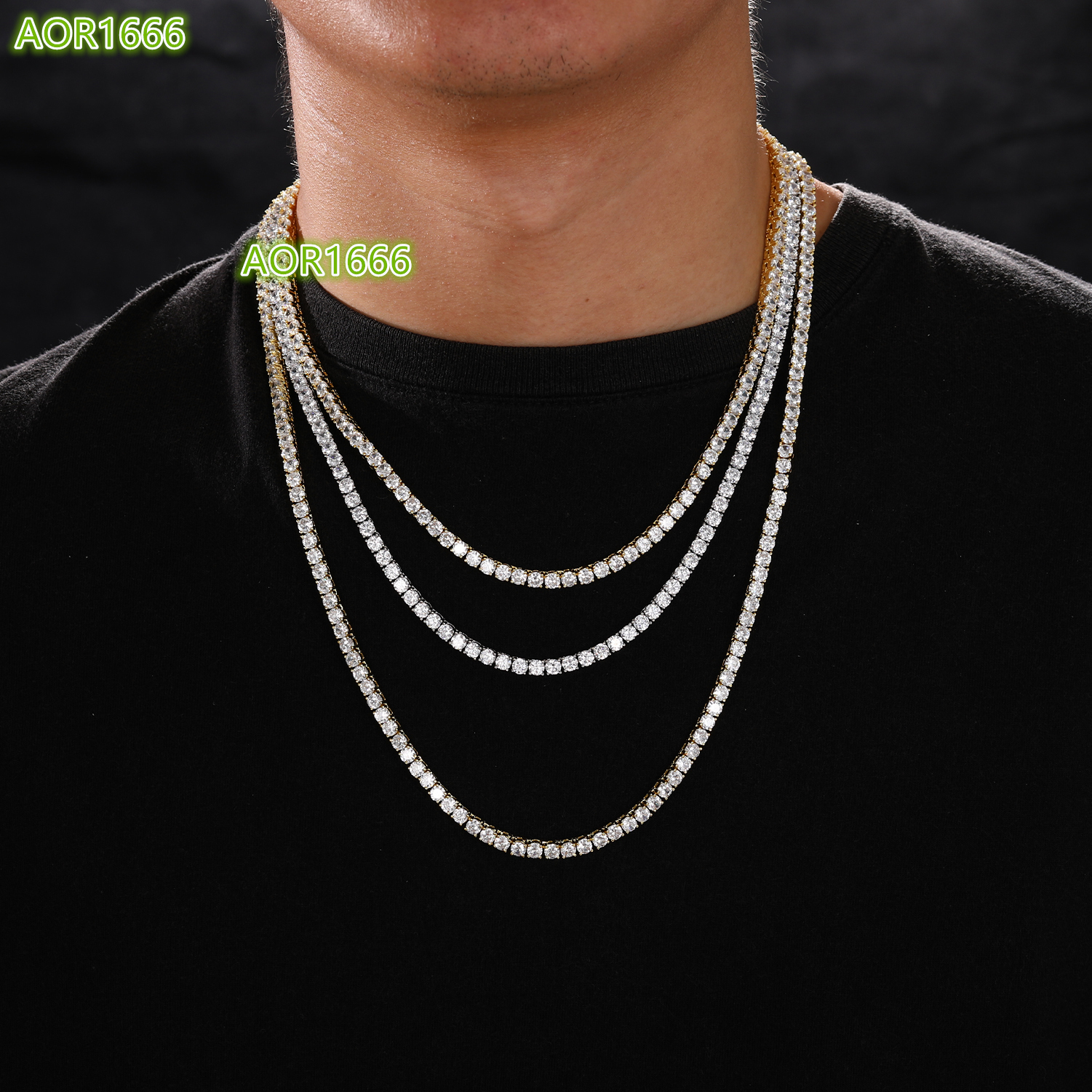 Wholesale fashion jewelry for men and women White gold 3mm-5mm micro pave 5A diamond classic tennis