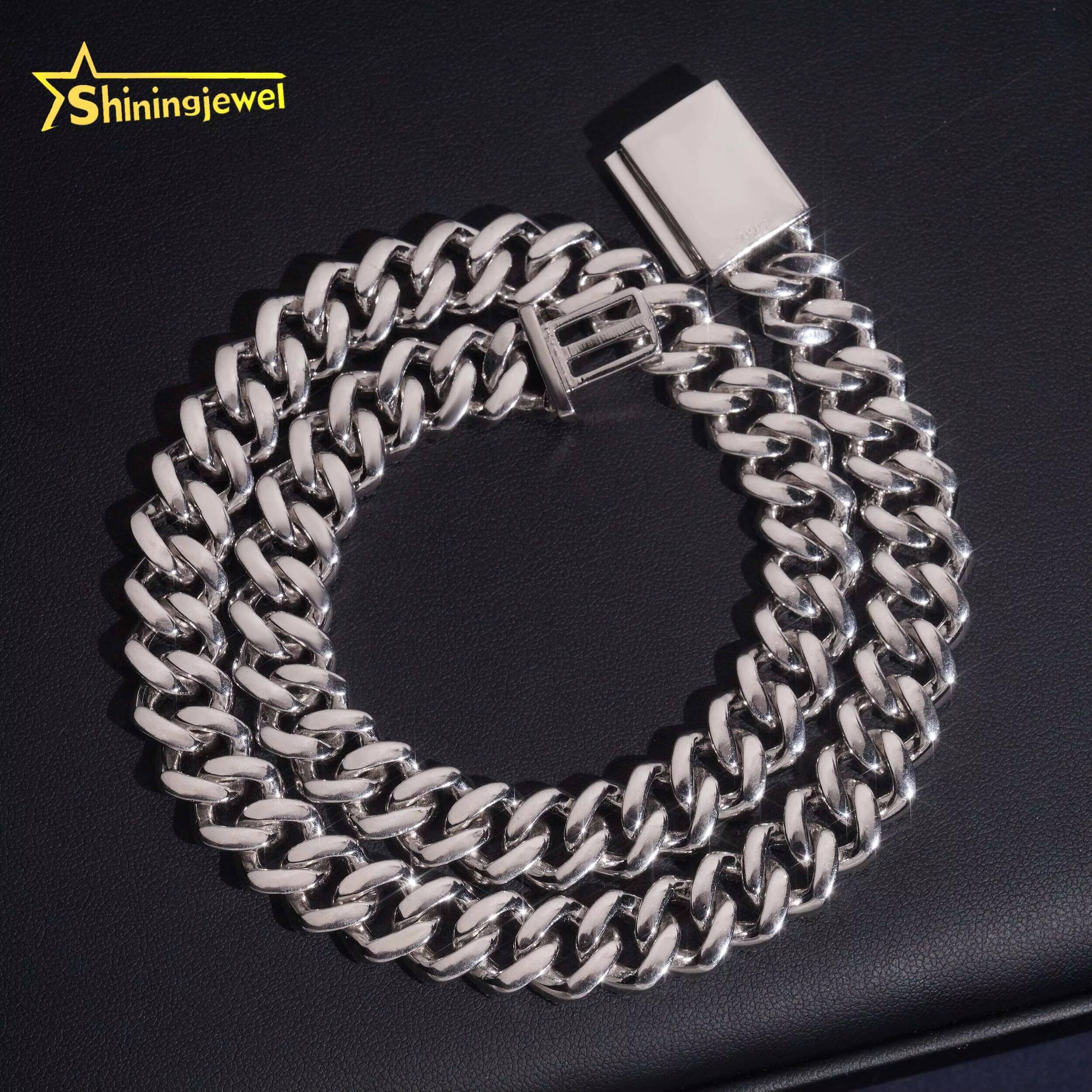 S925 VVS Moissanite 2 Rows Cuban Link Chain Pass Diamond Test GRA Moissanite Hip Hop Jewelry