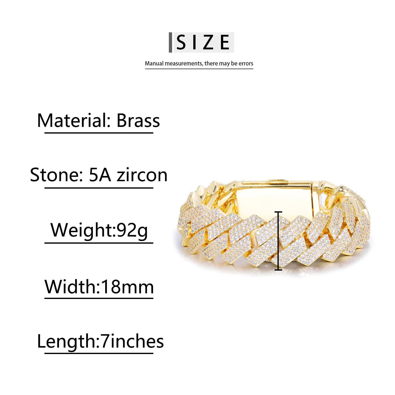 Factory Price Punk Style Mens Jewelry Luxury 18mm Full Paved 3 Rows 5A CZ Diamond Iced Out Cuban Link Chain Bracelet