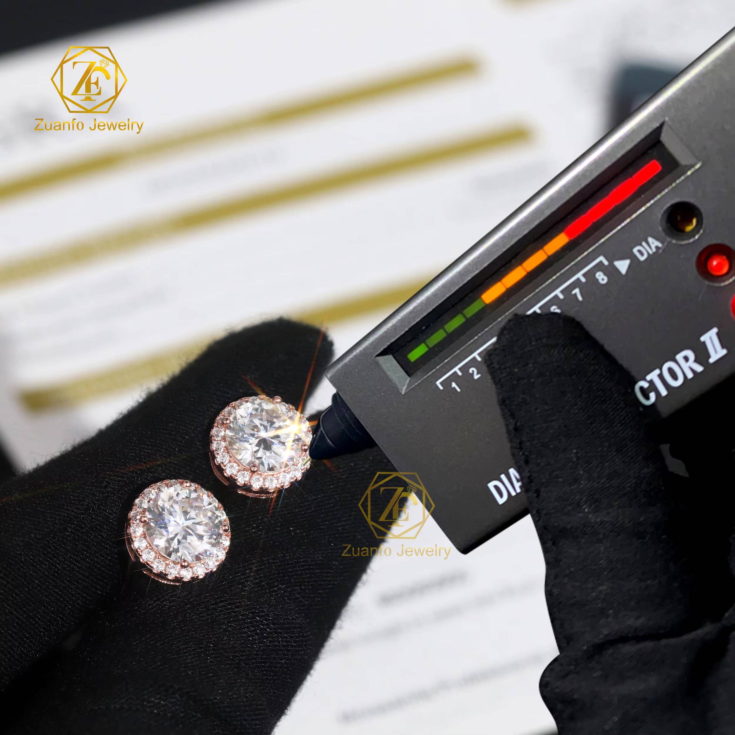 Fast Shipping Diamond Tester 925 Silver Gold Plated D VVS 6.5mm Moissanite Earrings for Men Women Pass Product