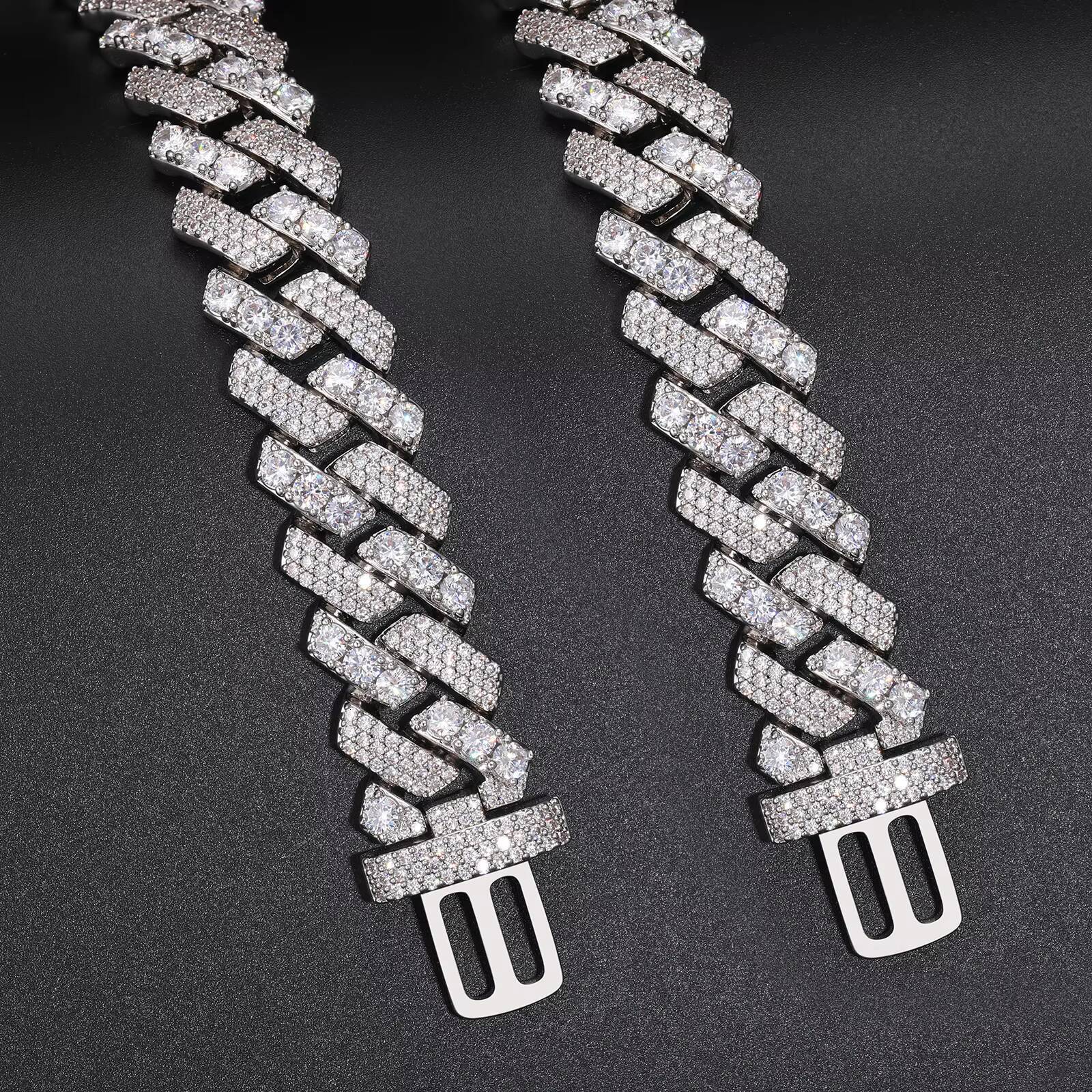 Wholesale Personality Hip Hop Jewelry 18mm White Gold Plated Brass 5A Zircon Diamond Luxury Gift Cuban Bracelet for Men