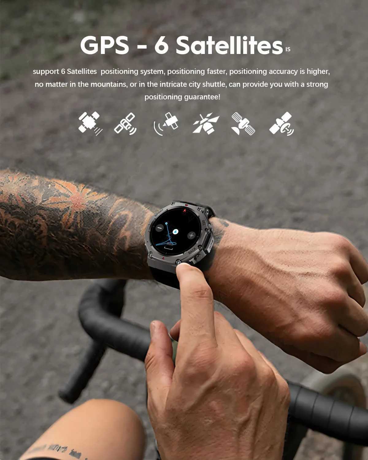 T-Rex 3 tra Built-in Dual-band GPS Smartwatch 5ATM Waterproof 48mm AMOLED Cpass 170+ Sport Durable Military Smart Watch 2025 Y250802