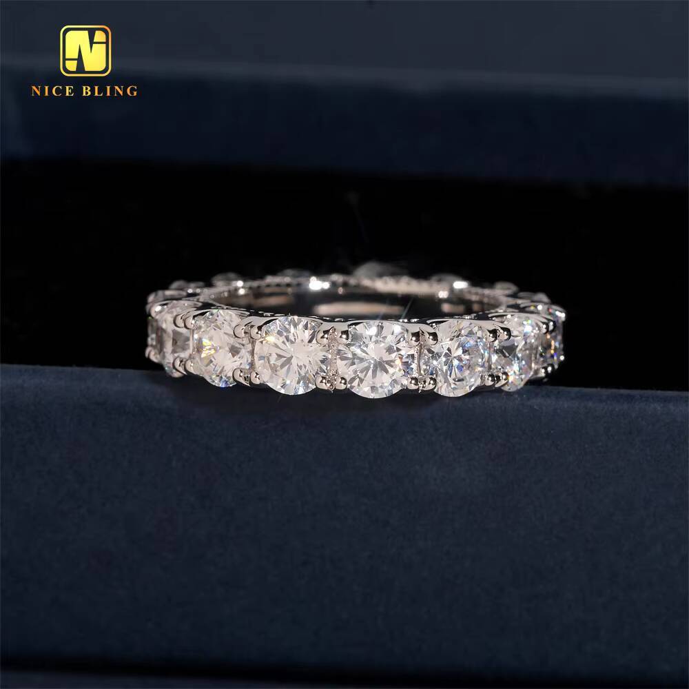 5MM Diamond One Row Daily Wear Ring Hip Hop CZ Rapper Brass 5A Cubic Zirconia Fine Jewelry Diamond Iced Out Ring for Men