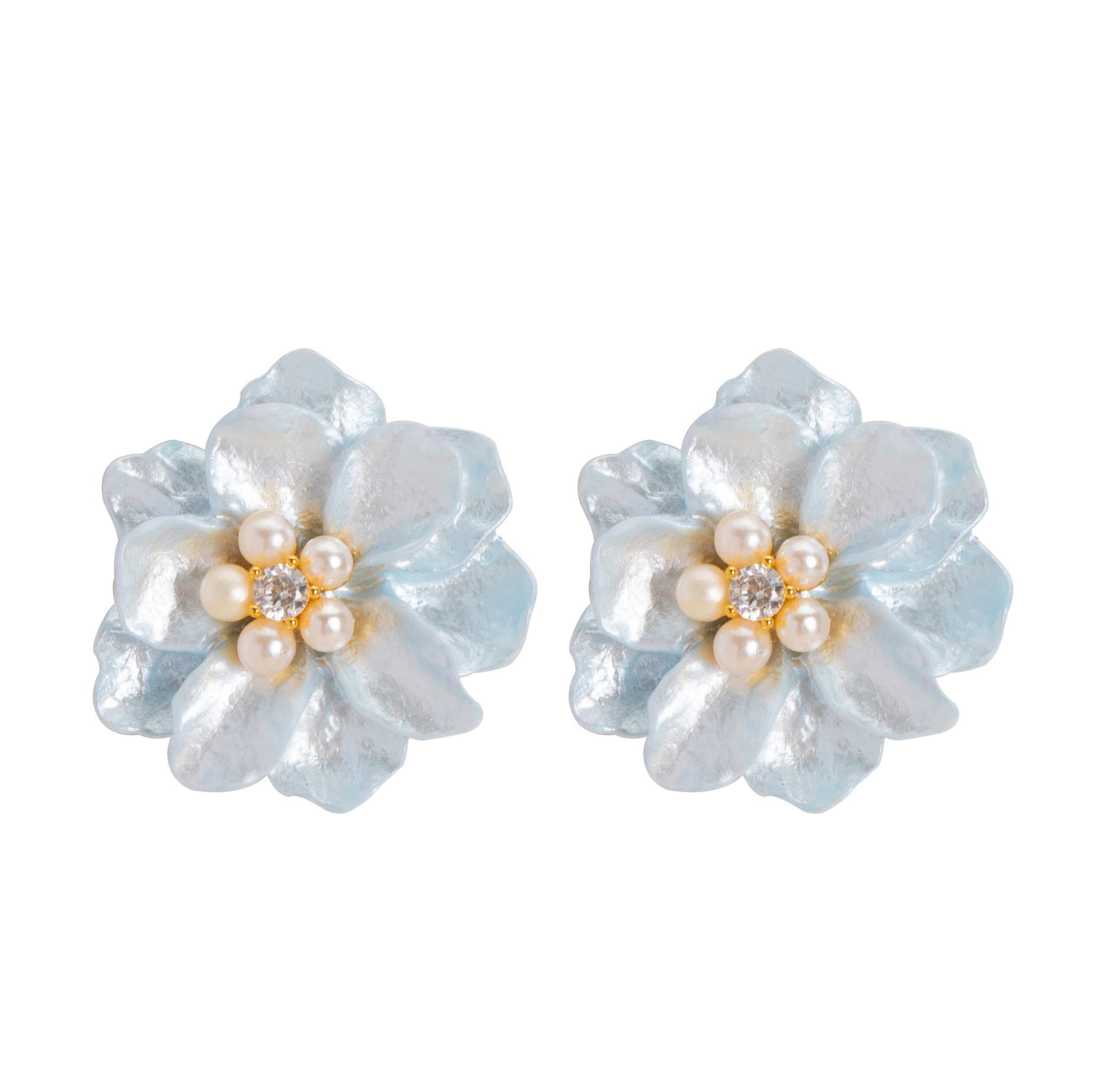 Super Fairy Elegant Fashion Style Dia-Encrusted Pearl Floral for Women High-End Temperament Fresh Sier Needle Earrings