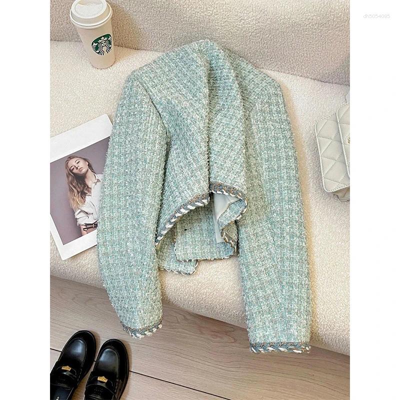 Women's Jackets MEXZT Vintage Cropped Tweed Jacket Women Elegant Patchwork Quilted Coats Winter Ladies Korean Long Sleeve Short Outerwears
