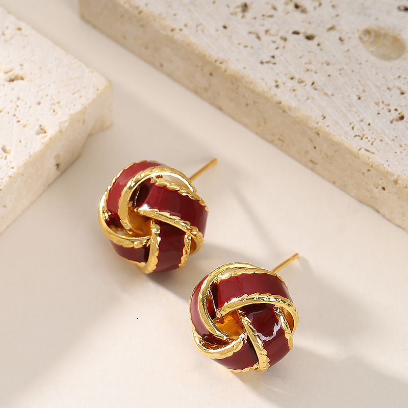 Artistic Melad Handmade Oil Drop Braided Earrings for Women INS Style Simple Sier Needle Ear Jewelry