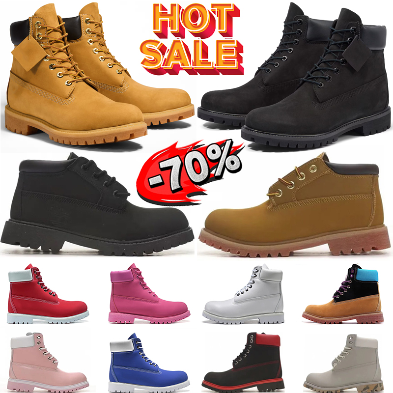 free shipping designer tims boots Outdoor Martin Orange boots Cowboy Blue Black Pink Hiking Water Booties Men Women Winter Shoes bottom Platform Ankle Boot