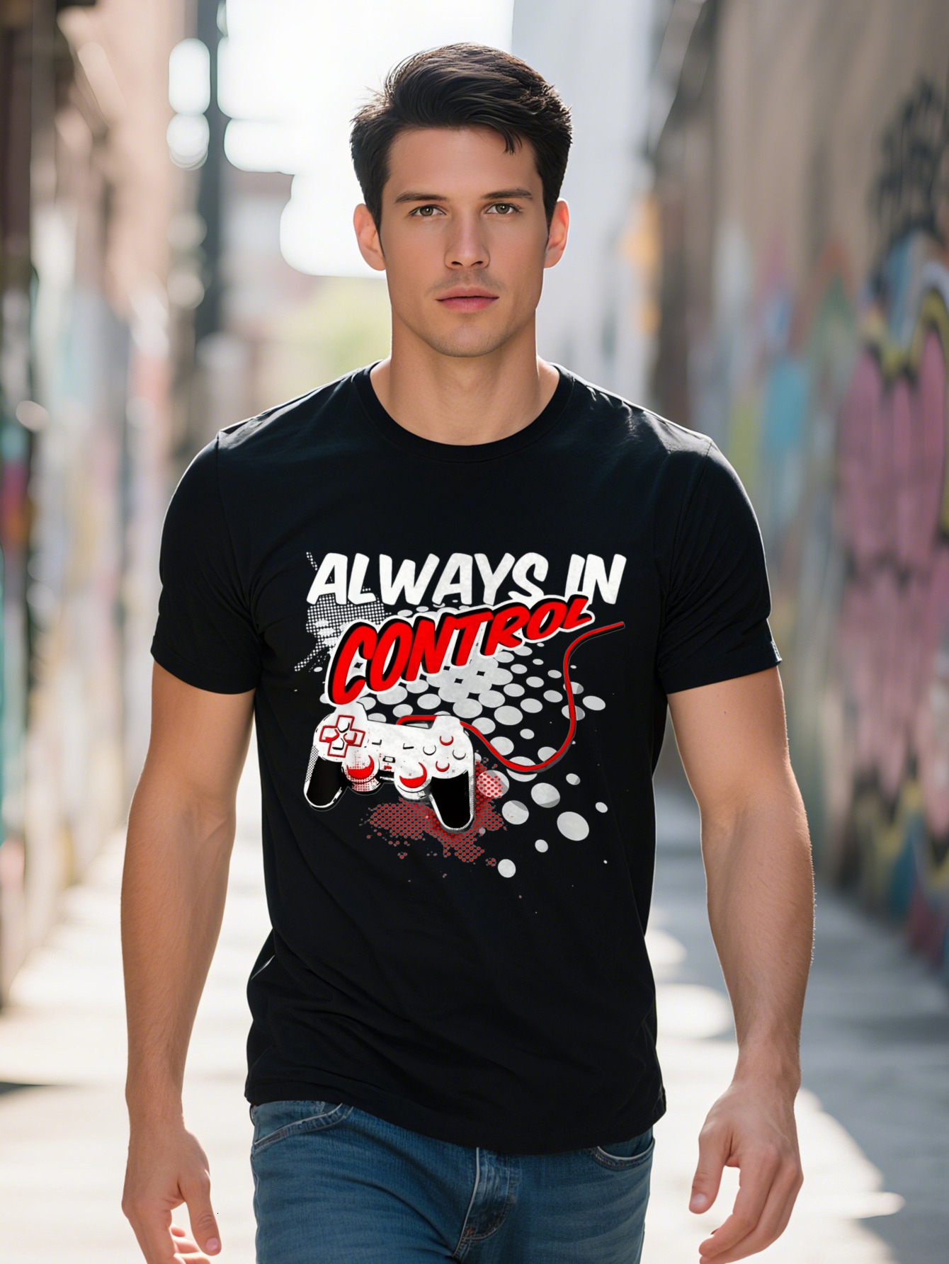 Men S g Cotton Always in Control Gamer Gaming Gift Video Game T-shirt
