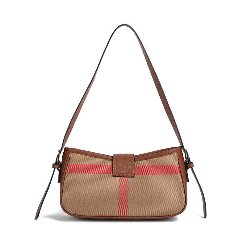 2025 Women's Bags Fashionable Simple Color - Blocked Shoulder Bags Hand - Carried Bags European and American Retro Square - Buckle French - Stick