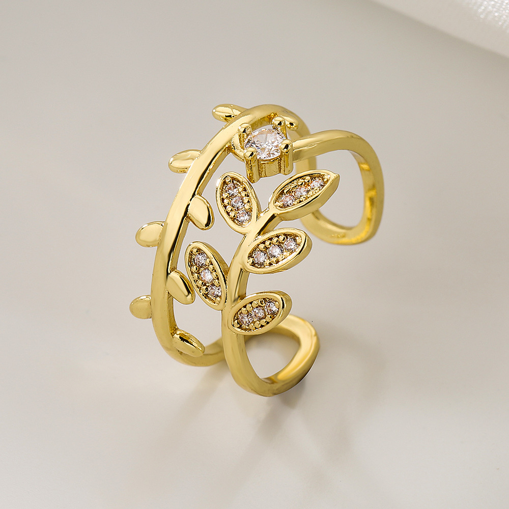 2025 European And American Crossover New Copper-plated 18K Gold Zircon Open Ring Designer Jewelry Wedding Ring Women's Instagram Niche High-end J