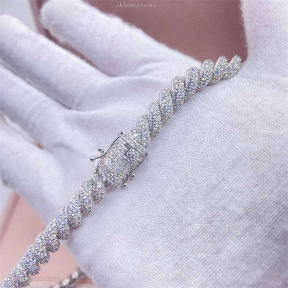 Buss Down Custom Fully Iced Out Vvs Dia 8mm Sterling Sier Rope Chain Necklace Moissanite Cuban - view 7