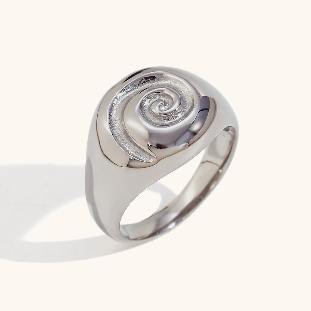 european and american crossborder hot sale fashion simple luxury stainless steel 18k gold plated designer wedding rings cast round swirl ring jewelry