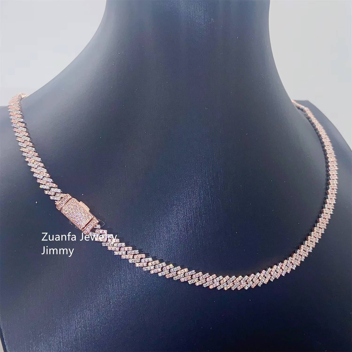 Wholesale Price 5mm Width One Row 925 Sterling Silver Iced Out 5A CZ Stone Hip Hop Miami Cuban Link Chain