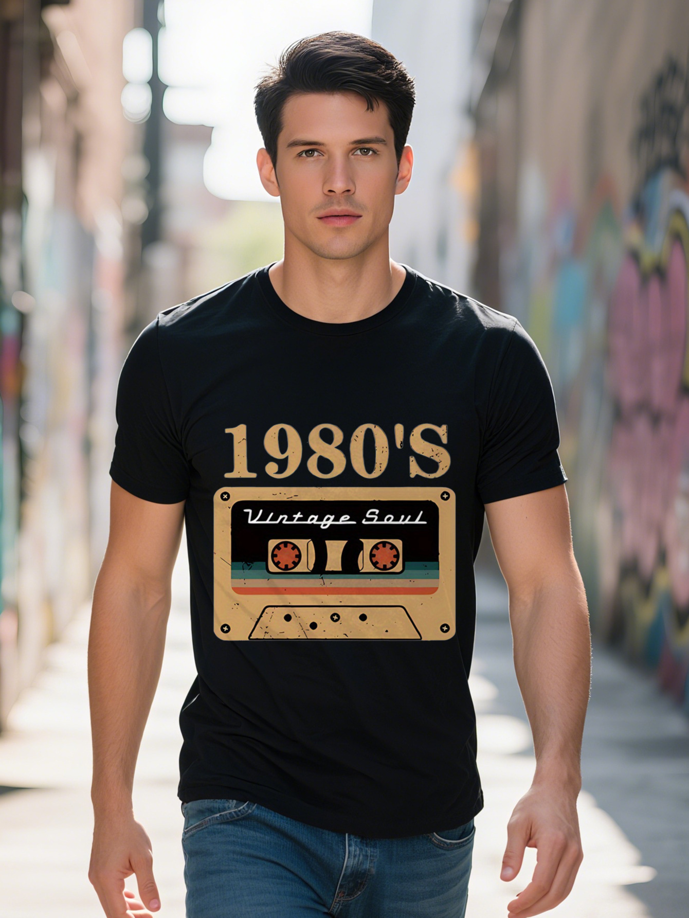 Vintage s Graphic Print T Shirt Comfortable Stretchy Perfect for Summer Outdoor Activities Casual Street Style