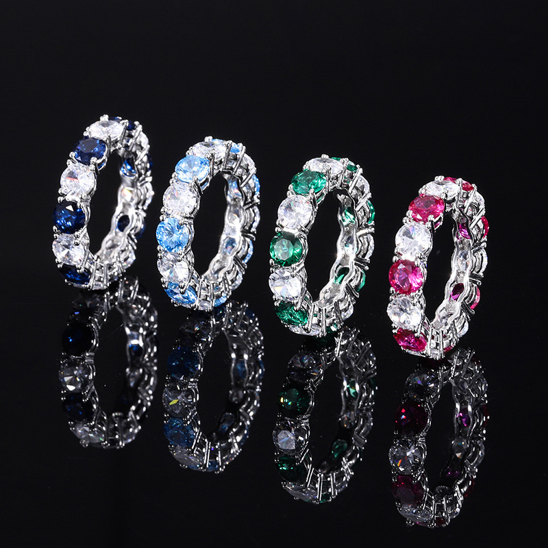 Designer Jewelry Wedding Rings Zhuang Shengsheng Jewelry S925 Solid Silver Imitation Gemstone 5mm Geometric Trendy Retro Band Ring For Women