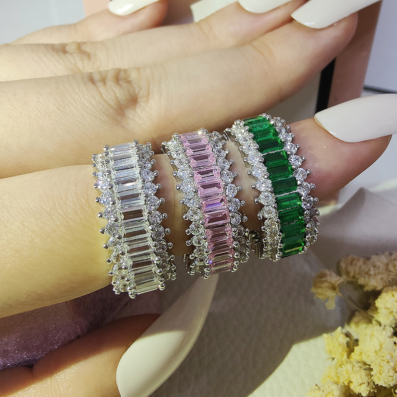 2025 New High-end Luxury Zircon All-diamond Flat Band Ring A Jewelry Wedding Ring Designed By A Niche Female Designer With A High-end Design