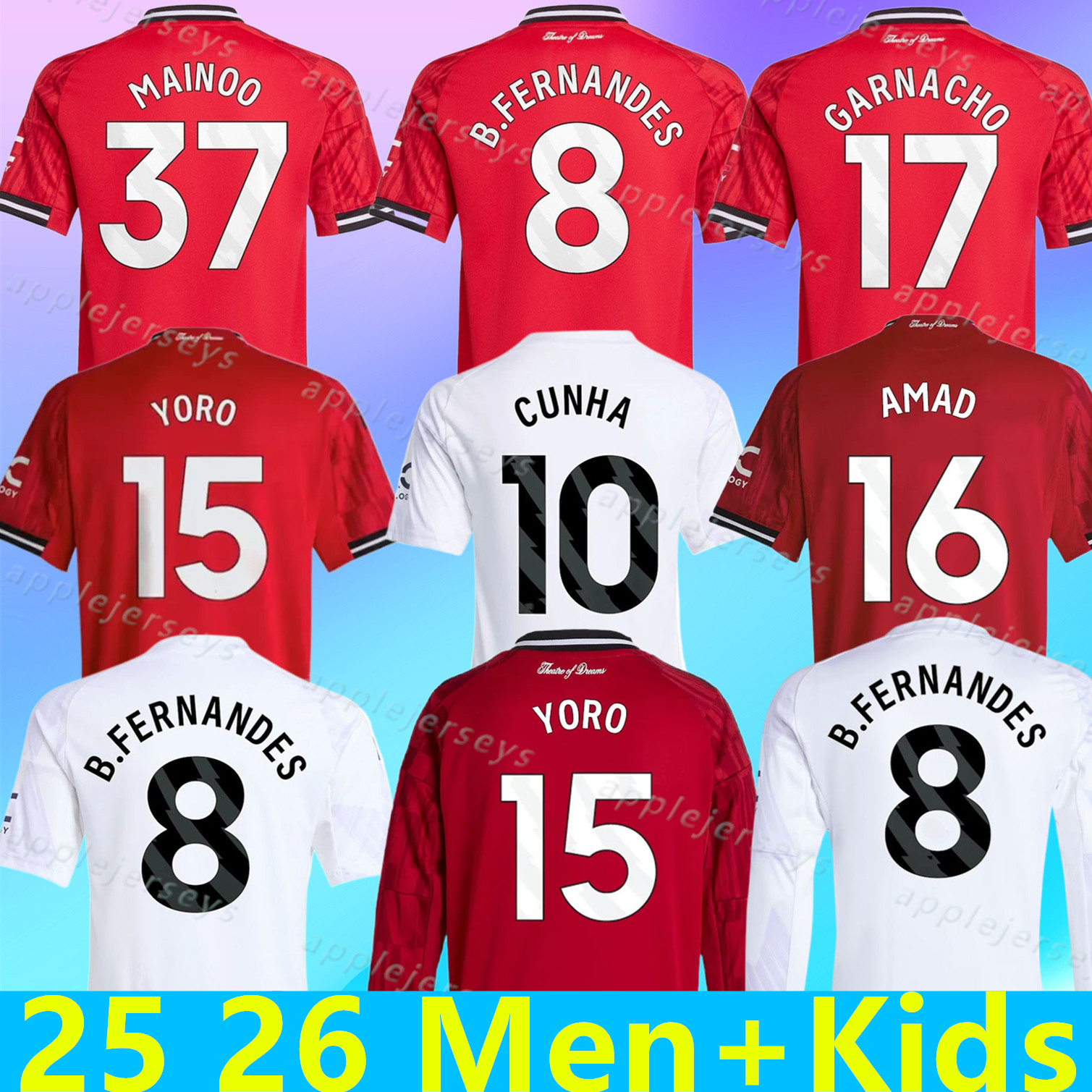 2025 2026 MAN CUNHA Soccer Jersey AMAD GARNACHO HOJLUND MAINOO MOUNT unted football shirt MARTINEZ FERNANDES YORO UNTED CASEMIRO MBEUMO Kids Child kit
