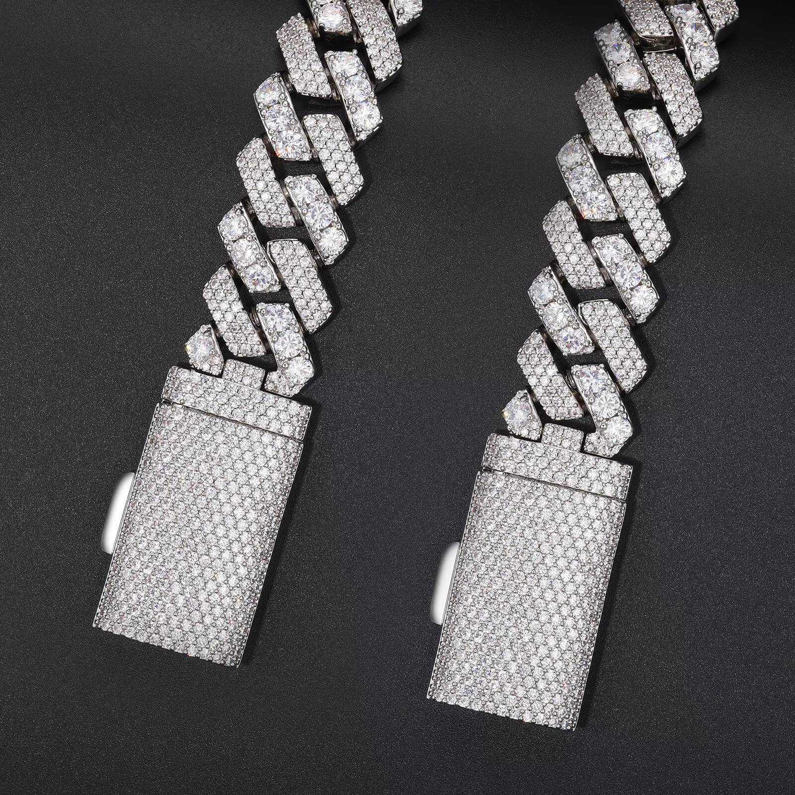 Wholesale Personality Hip Hop Jewelry 18mm White Gold Plated Brass 5A Zircon Diamond Luxury Gift Cuban Bracelet for Men