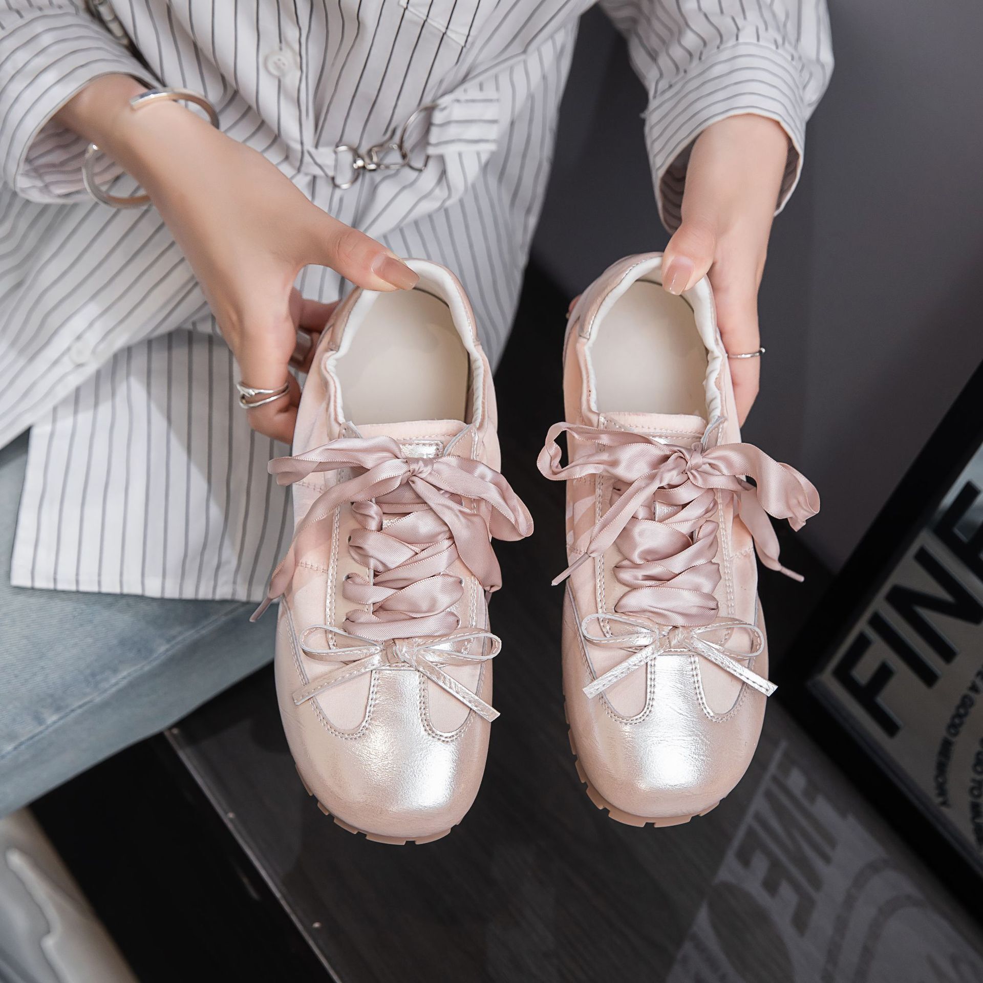 Women's Training 2025 Summer New Soft Sole Satin Flat Sports Casual Ballet Breathable Agan Shoes ddmythur