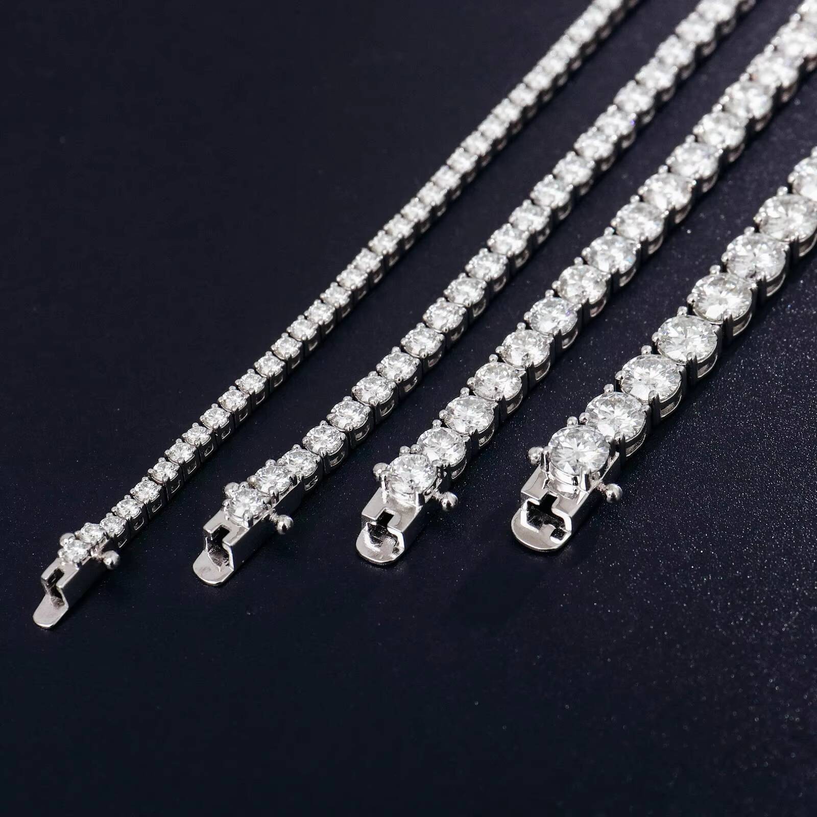 Ready to Ship Pulseras Y Brazaletes 2mm 3mm 4mm 5mm 6mm Iced Out 925 Silver 18k Plated Moissanite Diamond Tennis Bracelet Men