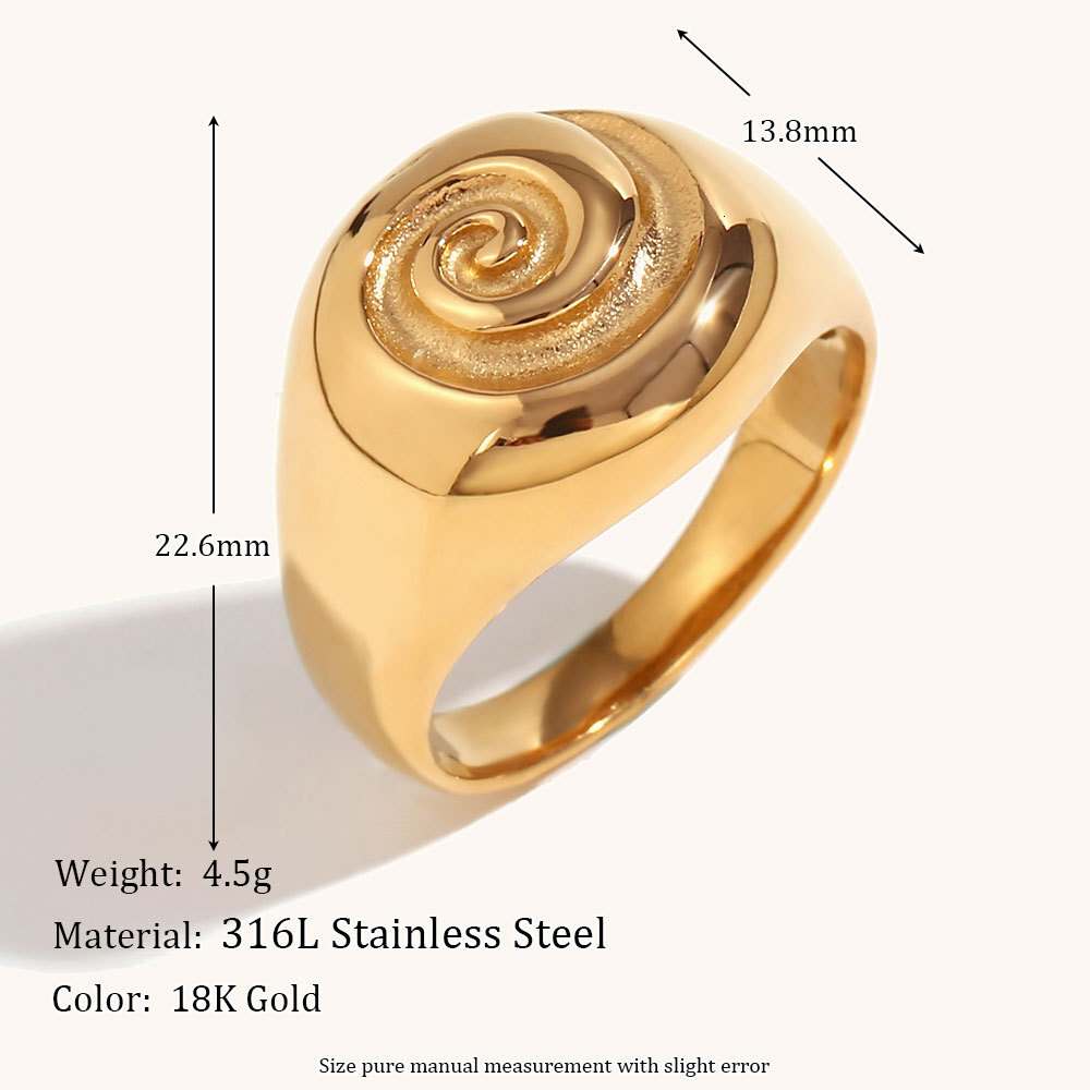 european and american crossborder hot sale fashion simple luxury stainless steel 18k gold plated designer wedding rings cast round swirl ring jewelry