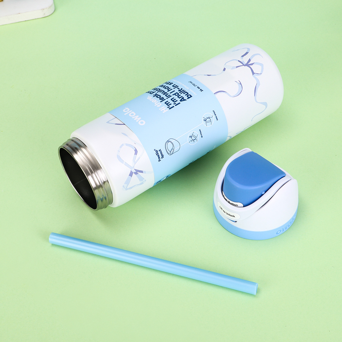 24oz Owala Cups Vacuum Insulated Cup Flasks Water Bottles Drinkware Thermos Cup Stainless Steel Tumbler Thermal Coffee Mug 24 Oz BPA Free for Hiking G