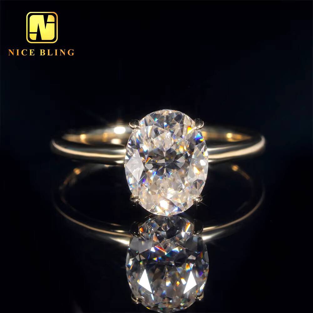 Pass Diamond Tester VVS Moissanite Wedding Ring 14K Gold Oval Cut Ring Moissanite Engagement Ring for Women