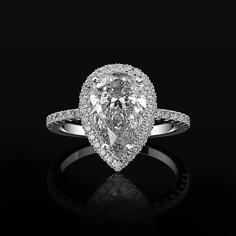 2025 New Jewelry Creative Designer Jewelry Wedding Ring, Sparkling Water Drop-shaped Zircon Wedding Ring, Women's Wedding Jewelry Wholesale