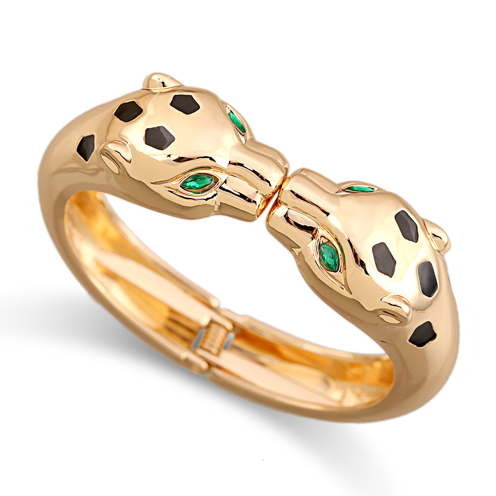 2025 New Retro, Fashionable And Individual Leopard Head Oil Drop Alloy Open Bracelet Designer Jewelry Wedding Ring Bracelet