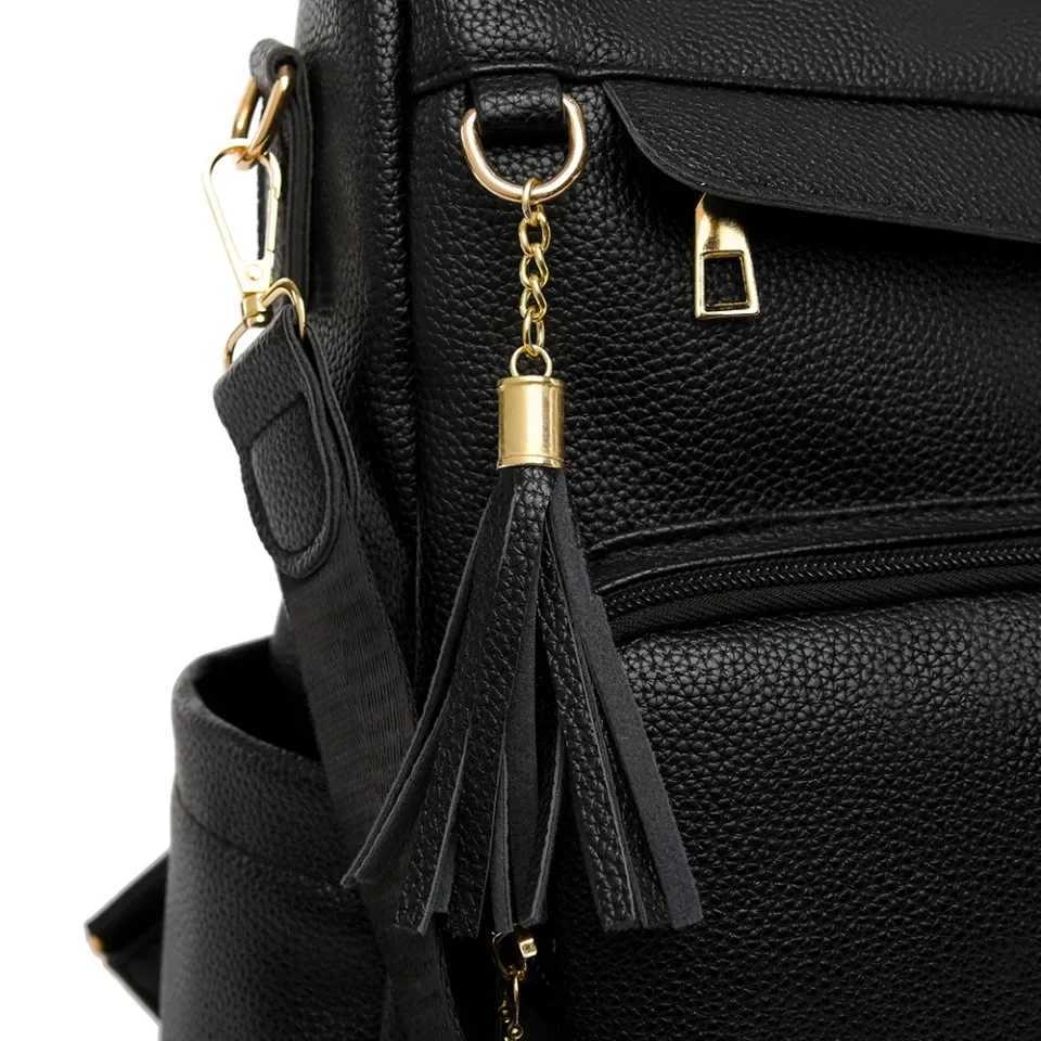 Womens PU Leather Backpack Black Brown School Bags Travel Rucksack Fashion Designer Ladies Casual Simple Bag Pack Backpack Z250802