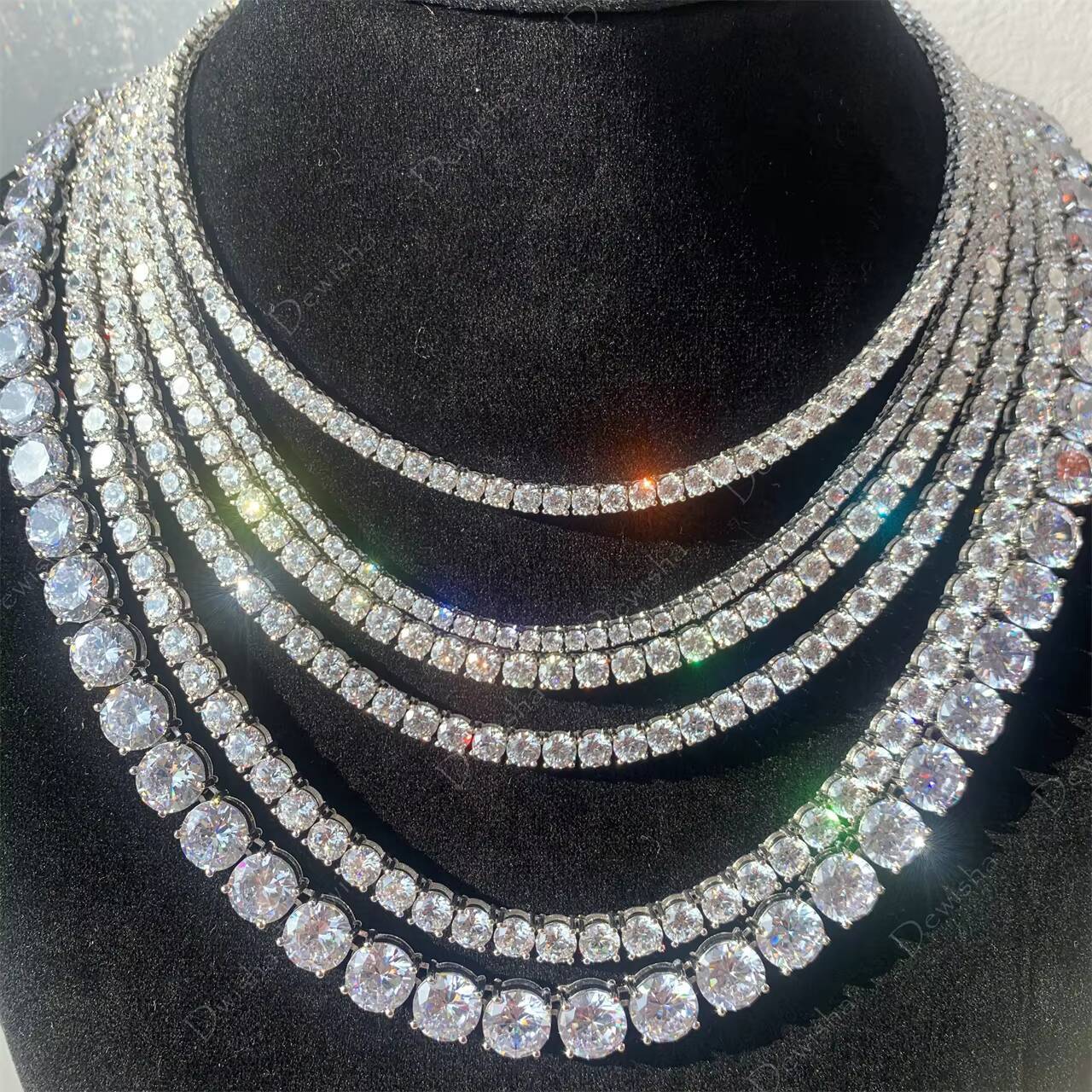 Fashion Shining Jewelry 5A+ CZ Diamond Necklace 2mm 3mm 4mm 5mm 6.5mm Tennis Chain Hiphop Chain