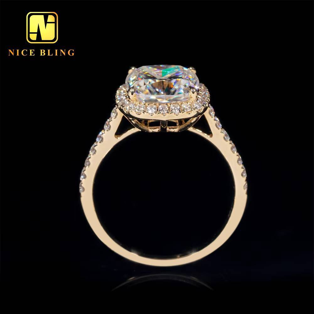 High Quality Diamond VVS Moissanite Wedding Ring 14K Gold Cushion Cut Ring Moissanite Engagement Ring for Women