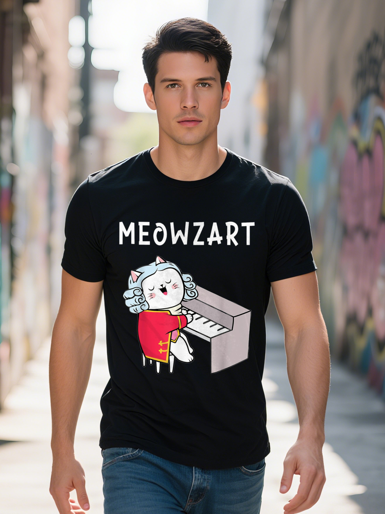 Meowzart-Pianist Pianist Classical Music Lover T-Shirt-220G