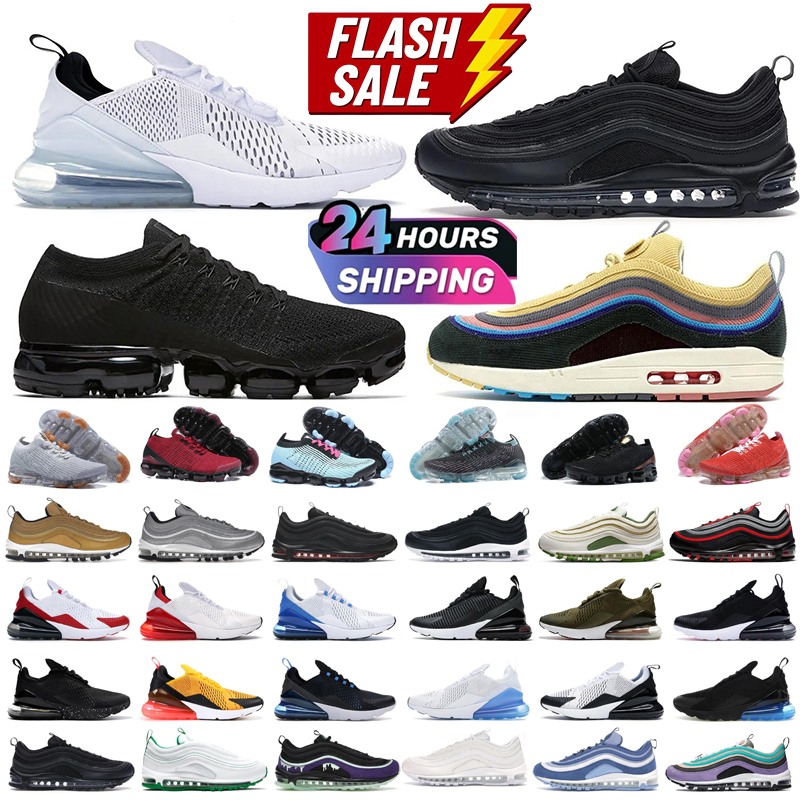 2025 Designer free shipping fashion comfort fk men Running shoes 2.0 shoe mens womens 97 270 Jesus Satan Triple Black Running Shoes Sean Men Women 97s Trainers Sneakers