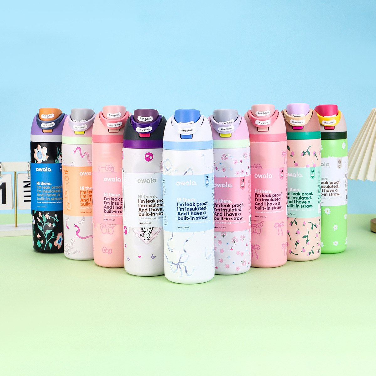 24oz Owala Cups Vacuum Insulated Cup Flasks Water Bottles Drinkware Thermos Cup Stainless Steel Tumbler Thermal Coffee Mug 24 Oz BPA Free for Hiking G