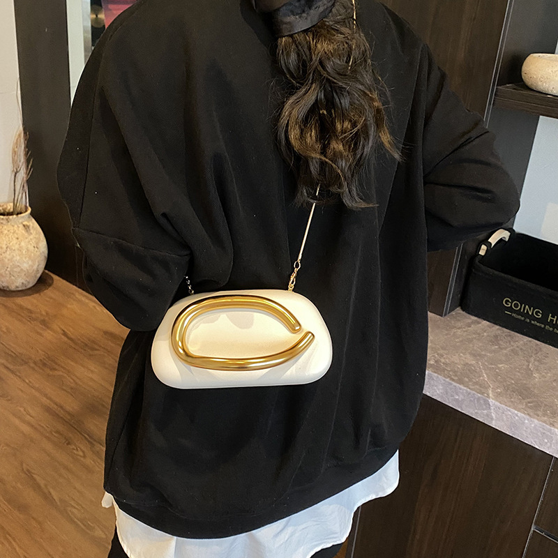 Lanjia- European And American Classic Round Box Hand-Held Dinner Free Shipping Designer Metal Handle Chain Single Shoulder Crossbody Bag Retro Mini Ha