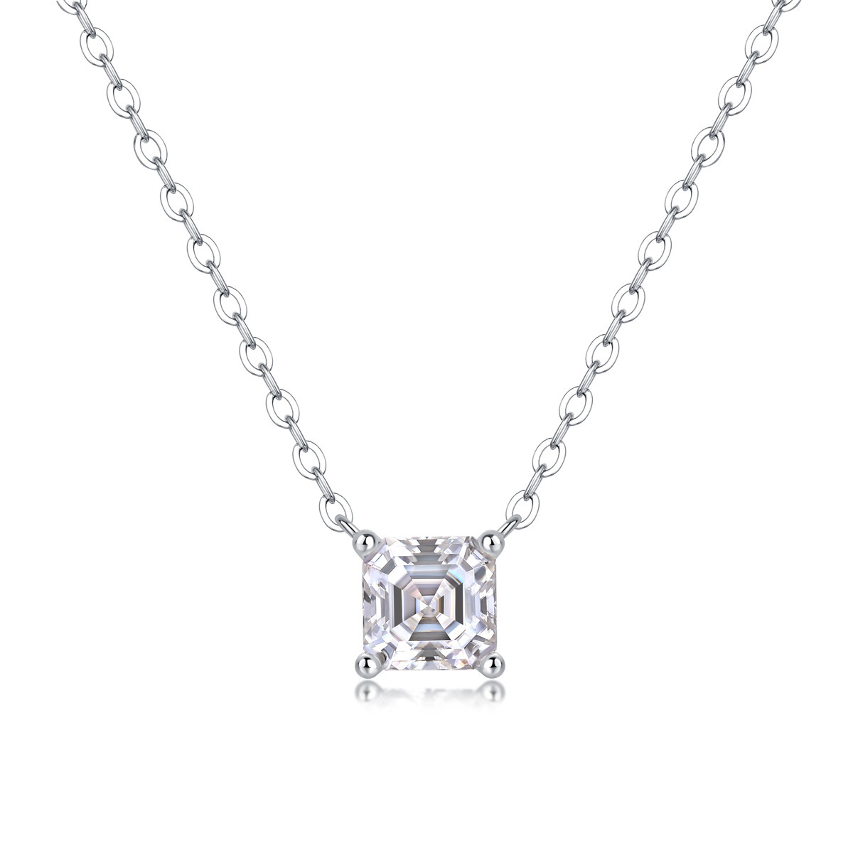 Quadrilateral exaggerated necklace, electroplated 18K white gold, pure handcrafted platinum non-fading geometric pendant