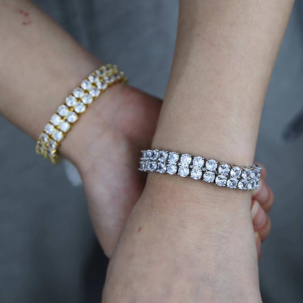 5mm 5A Cubic Zirconia Cz Iced Out Bling Sparking Women Double Row Tennis Bracelet