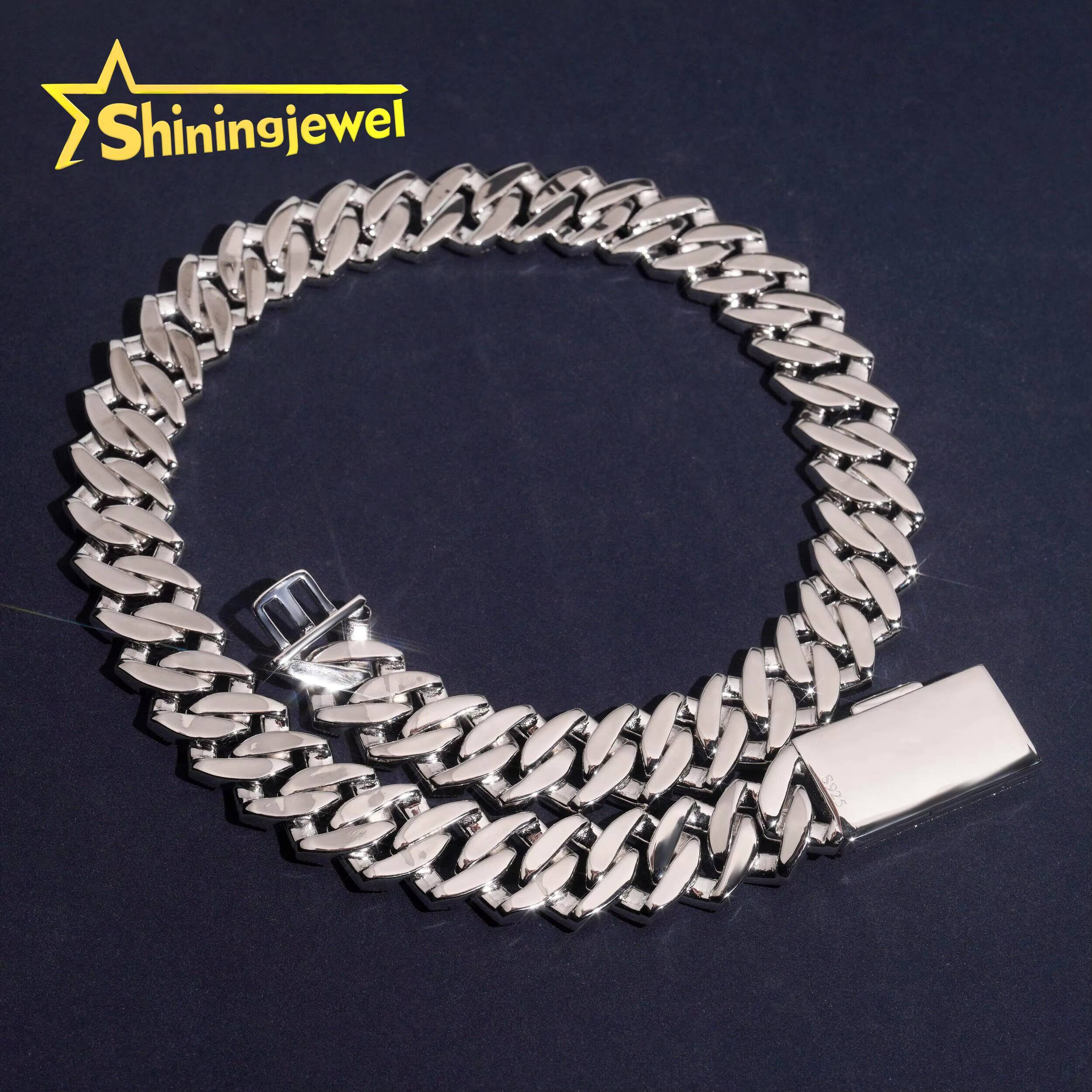 Luxury 20mm 4 Rows VVS Moissanite Cuban Link Chain Fine Jewelry 925 Silver Iced Out Chain Rapper Hip Hop Moissanite Necklace