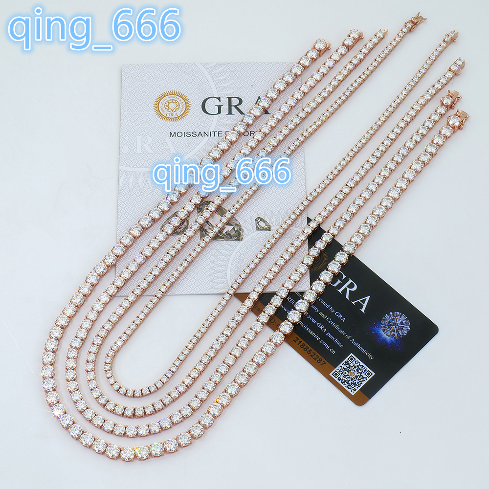 High Quality Mens Unisex Hiphop S925 Sterling Silver Jewelry Ice Vvs Gra Mossanite Moissanite Diamond Tennis Necklace Link Chain
