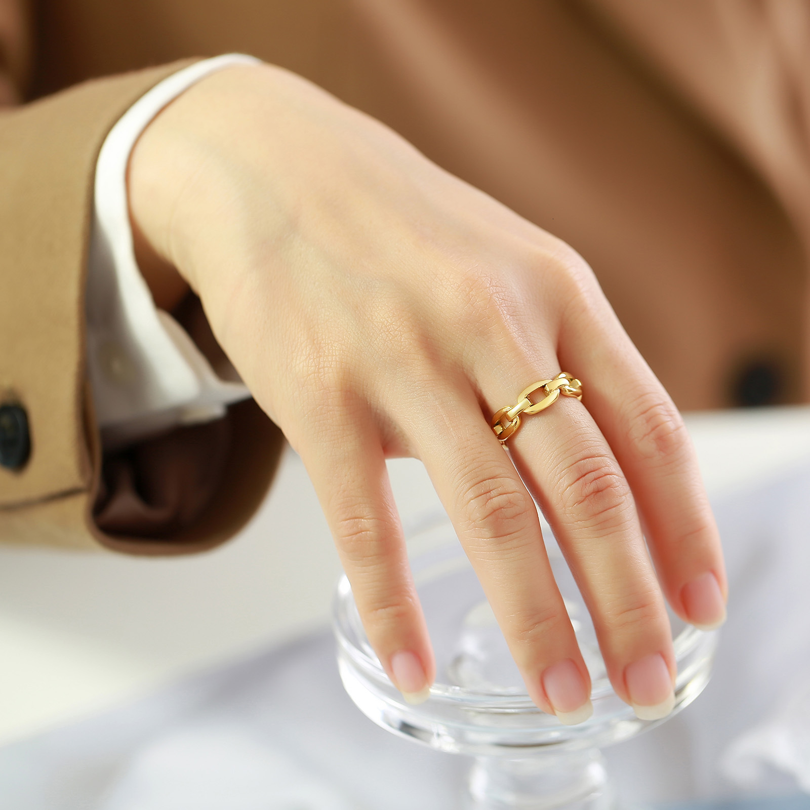 Designer Jewelry Wedding Rings Steel Chain Ring Gold Women's Fashion Ring Stacking Titanium Steel Jewelry Accessories Wholesale