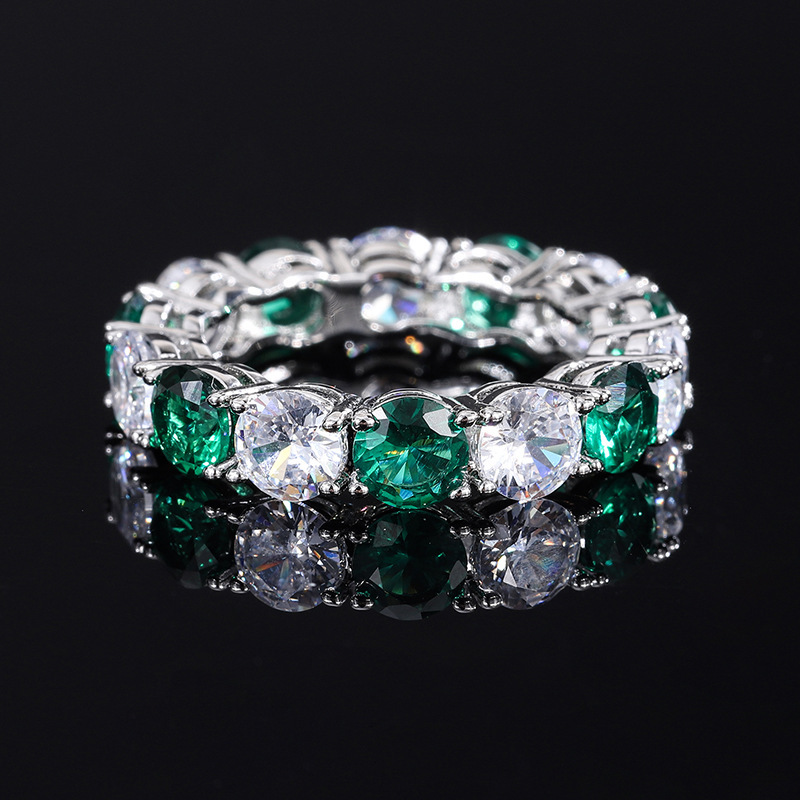 Designer Jewelry Wedding Rings Zhuang Shengsheng Jewelry S925 Solid Silver Imitation Gemstone 5mm Geometric Trendy Retro Band Ring For Women