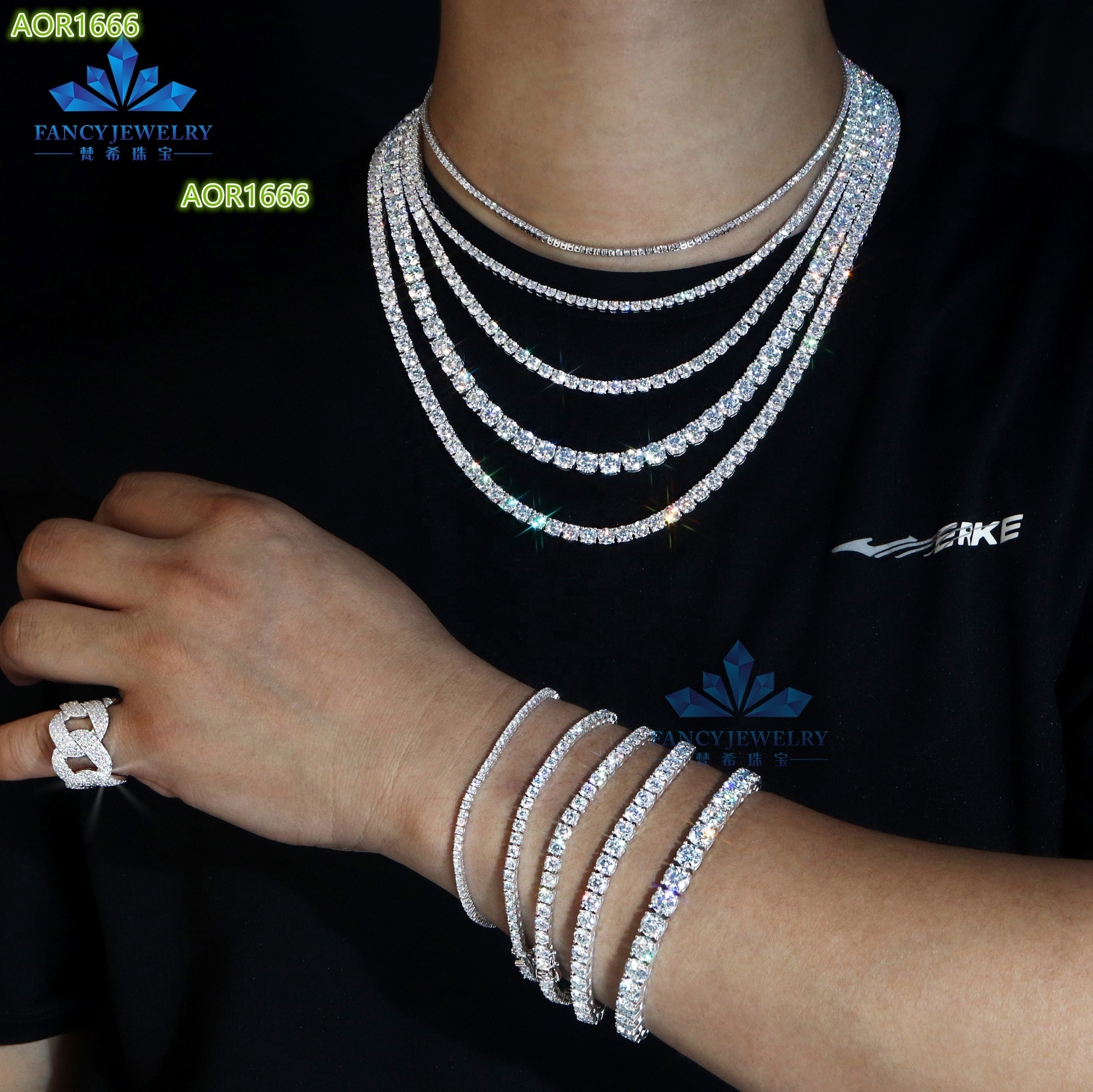 2025 Wholesale Price 925 Silver Pass Diamond Tester 2mm 3mm 4mm 5mm 6mm Moissanite Tennis Bracelet Necklace