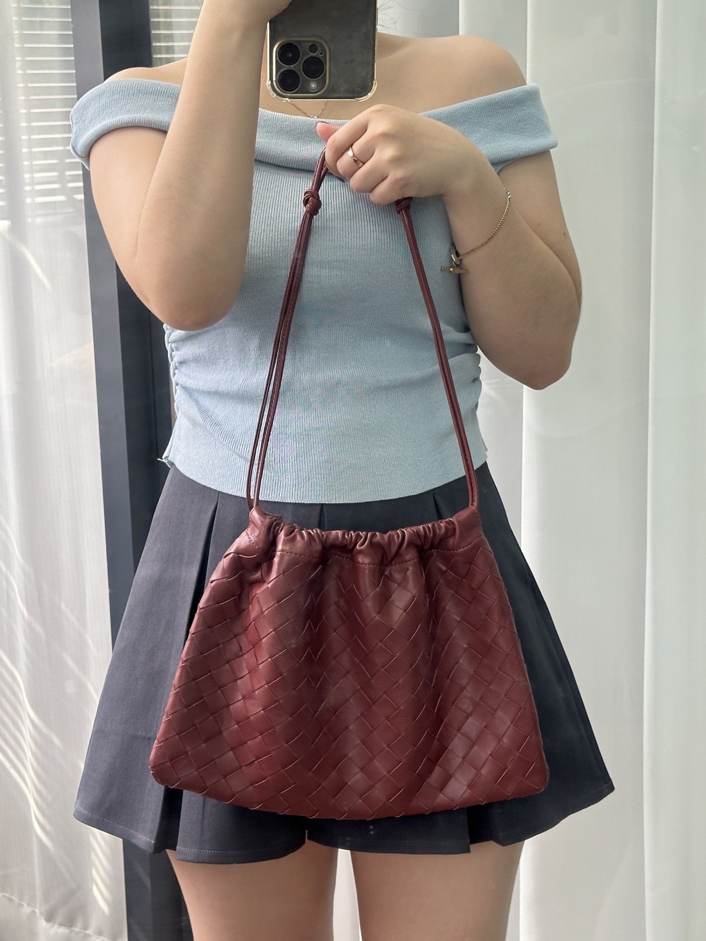 new European and American retro Dustbag underarm bag mini soft cowhide simple shoulder bag shiny braided women's bag