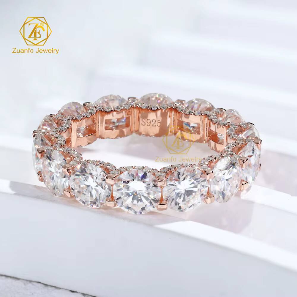Elegant 5mm Full Row Moissanite Eternity Band Rings Luxurious Jewelry Accessory 925 Sterling Silver Moissanite Finger Ring