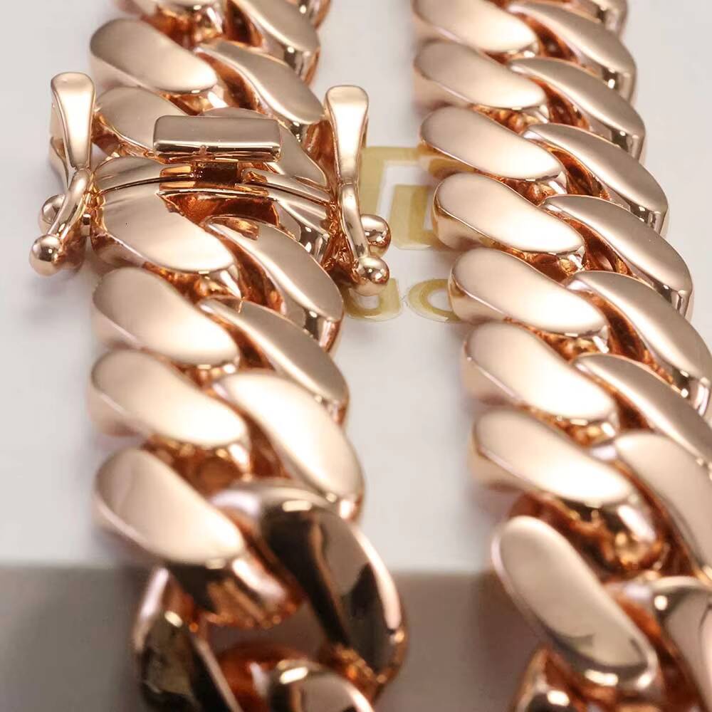 NUOYA 22mm Cuban Link Chain Men Women Hip Hop Jewelry Rose Gold 18k Gold Plated Brass Bracelet Fine Chain Gift